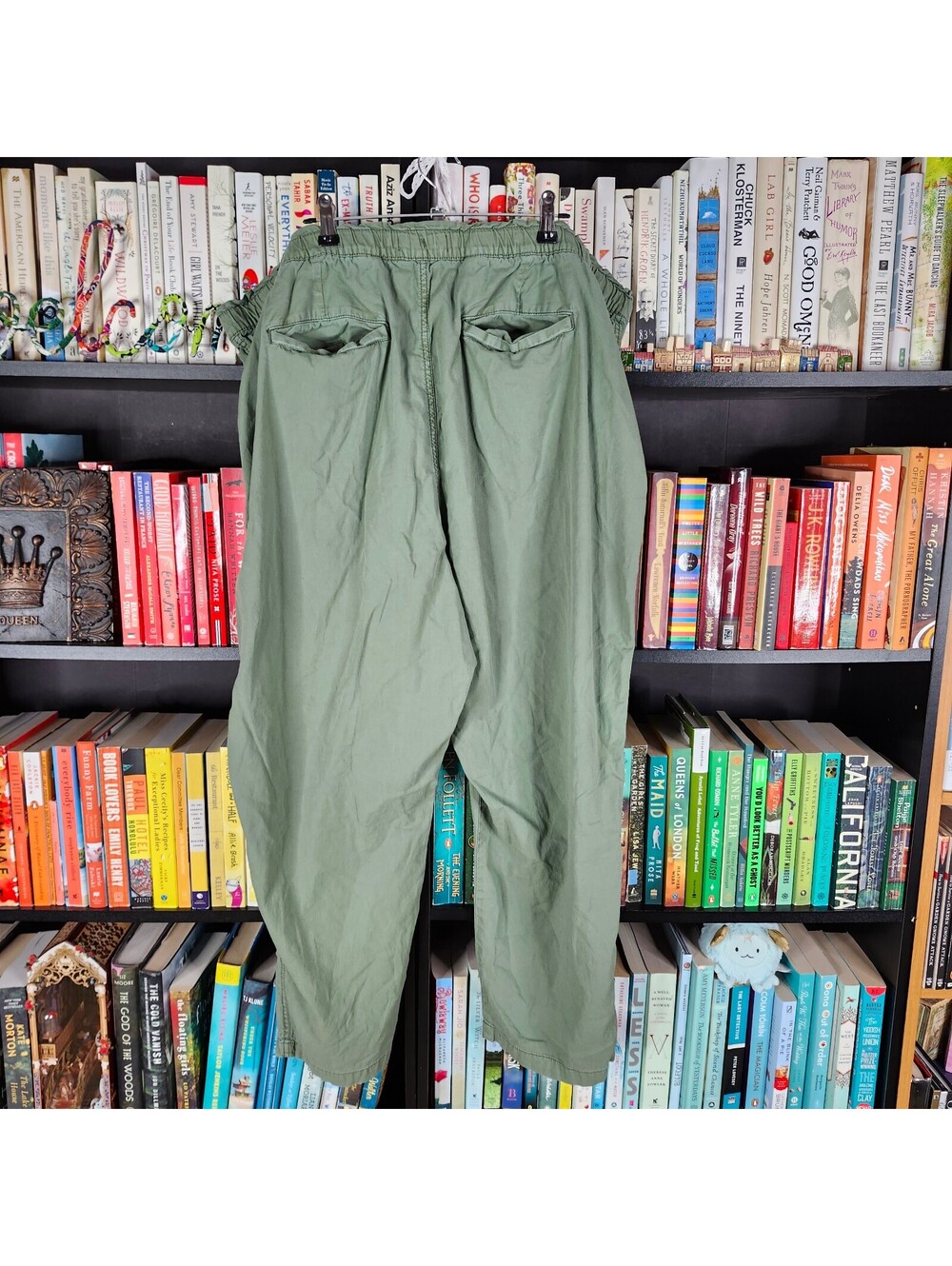 Sonoma Cotton Blend Pull On Pants 2X Olive Green Wide Leg Drawstring - Picture 2 of 4